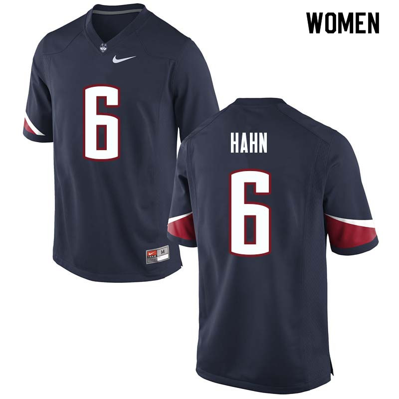 Women #6 Eddie Hahn Uconn Huskies College Football Jerseys Sale-Navy - Click Image to Close